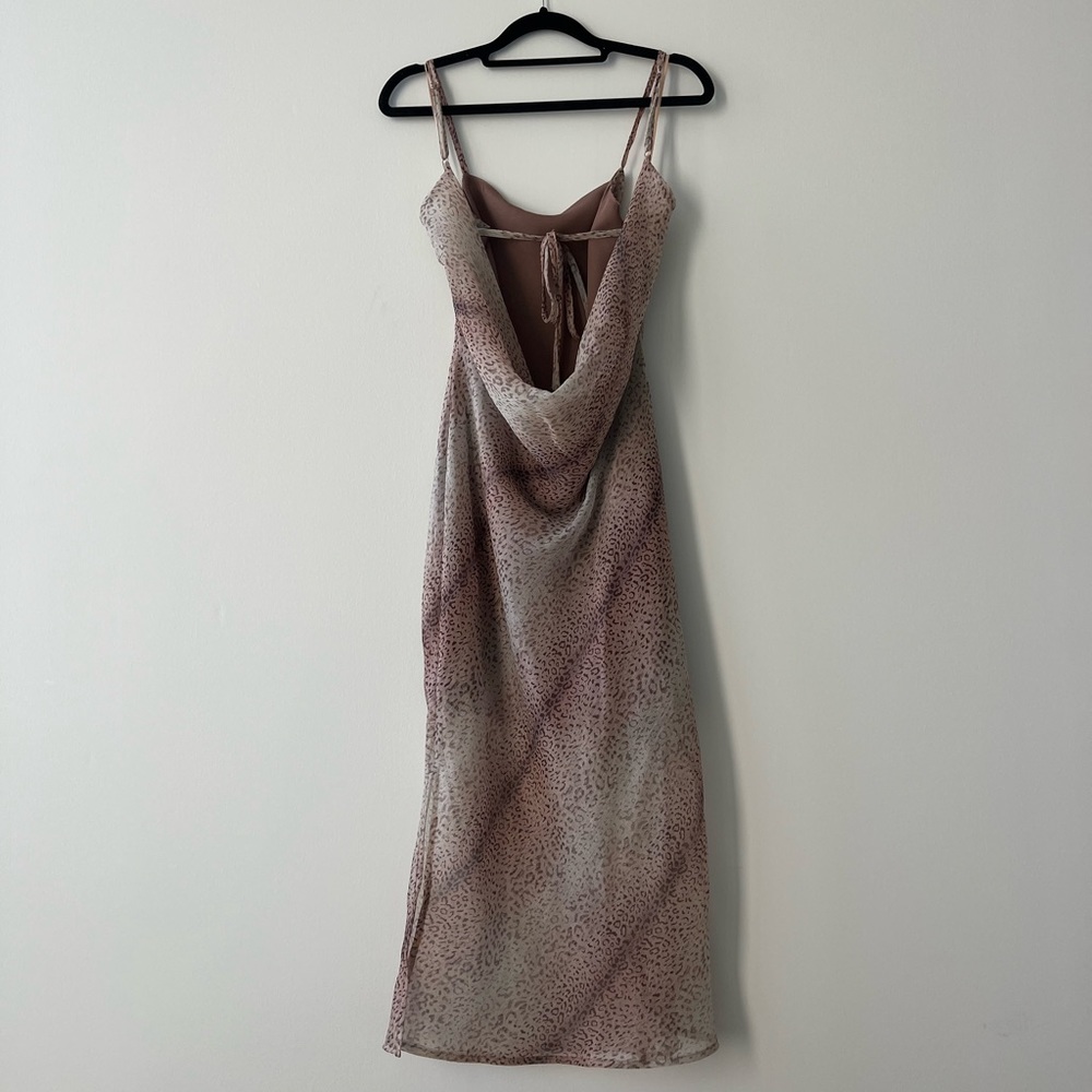 ANIMAL PRINT COWL NECK SLIP DRESS TIE BACK | F21
